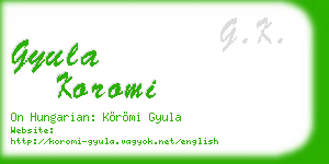 gyula koromi business card